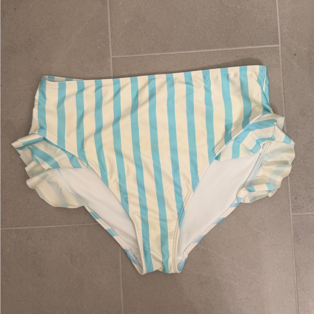 No Boundaries Blue and White Bikini Bottom
